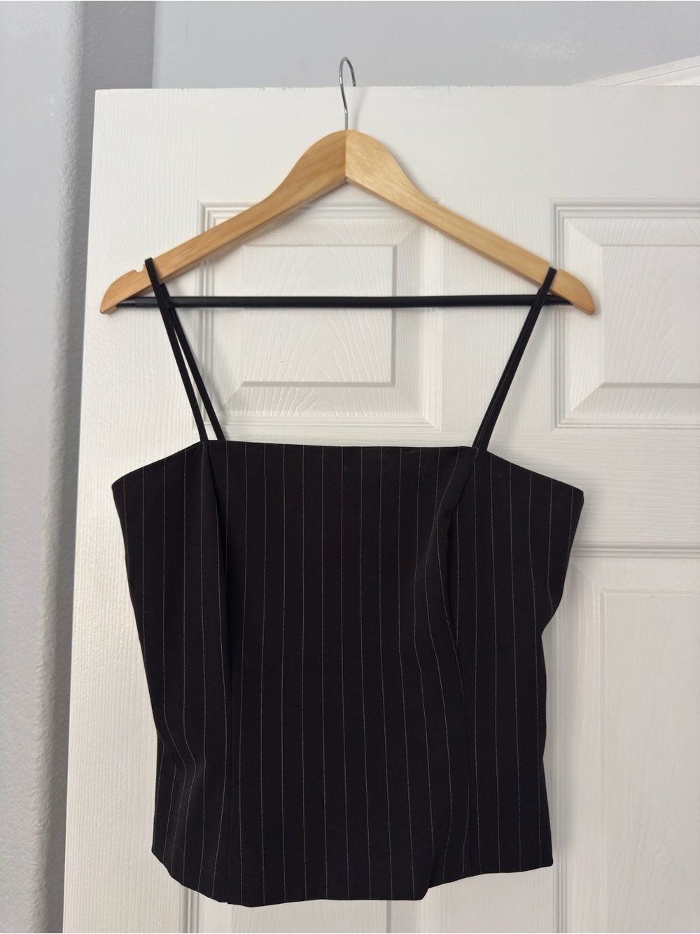 Black Pinstripe Spaghetti Strap tCami Top